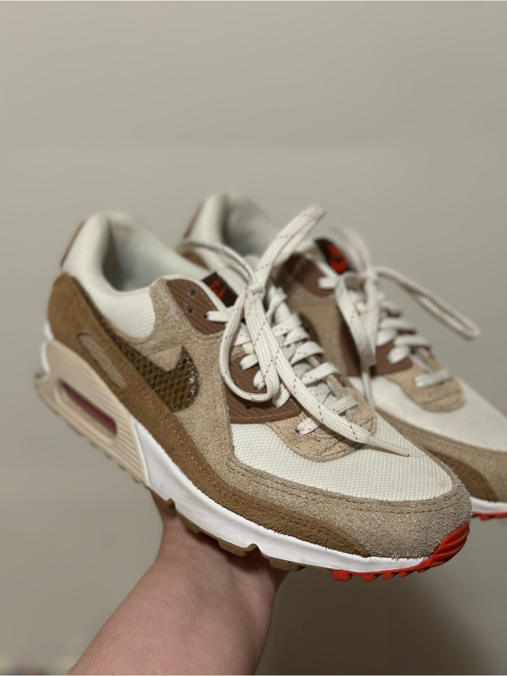 Nike Air Max 90 Pale Ivory Snakeskin Swoosh Sneakers